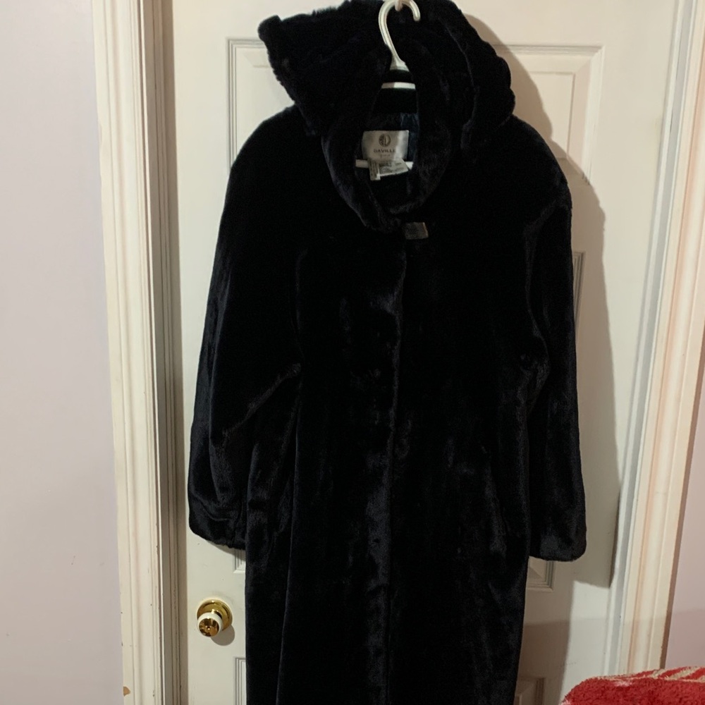 Midnight Blue Faux Fur Coat